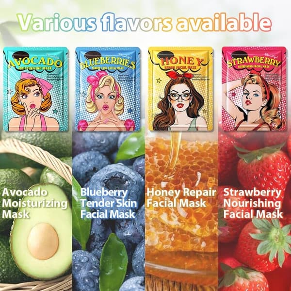 Spa Party Sheet Masks Set for All Skin Types - 8 Pack