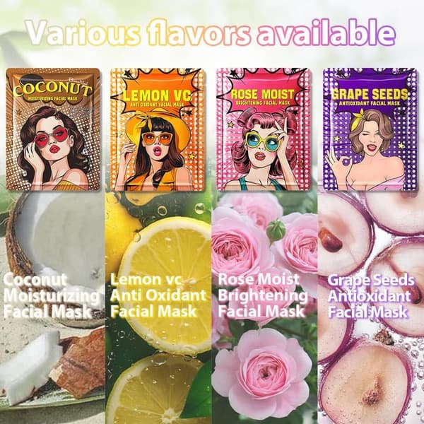Spa Party Sheet Masks Set for All Skin Types - 8 Pack
