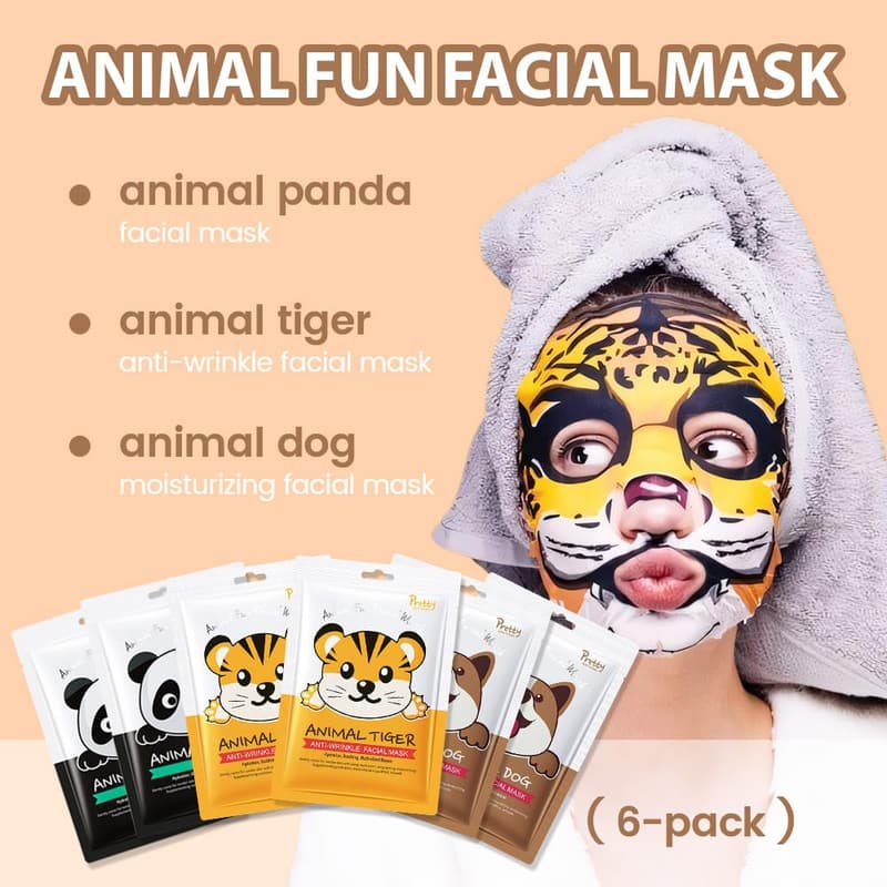 Kids' Animal Character Face Masks - 6 Pack Skincare Set