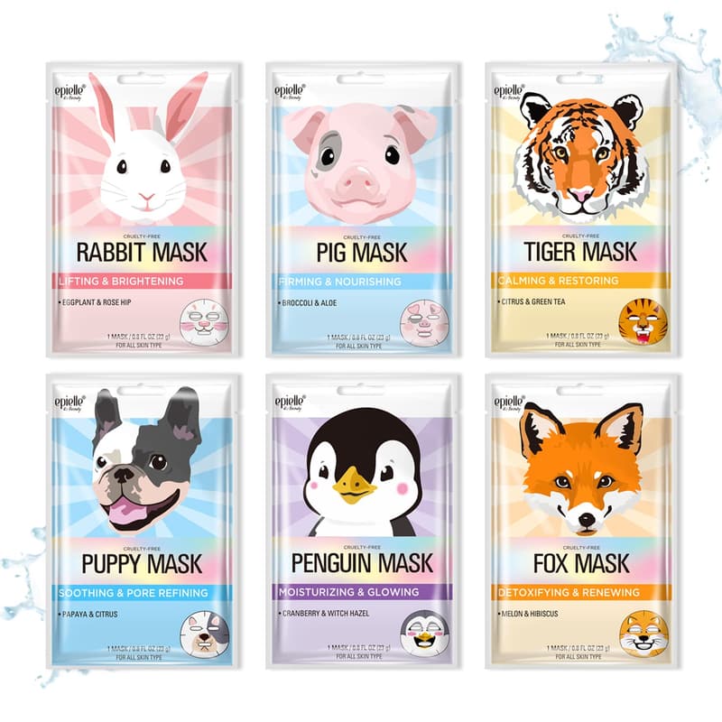 Korean Sheet Masks with Animal Characters - Pack of 6