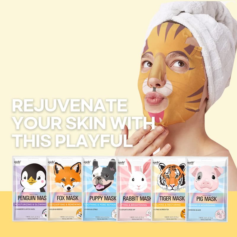 Korean Sheet Masks with Animal Characters - Pack of 6