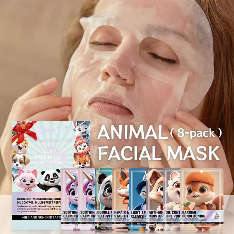 Kids Animal Character Face Masks - 8 Pack, Fun Spa Party Favors