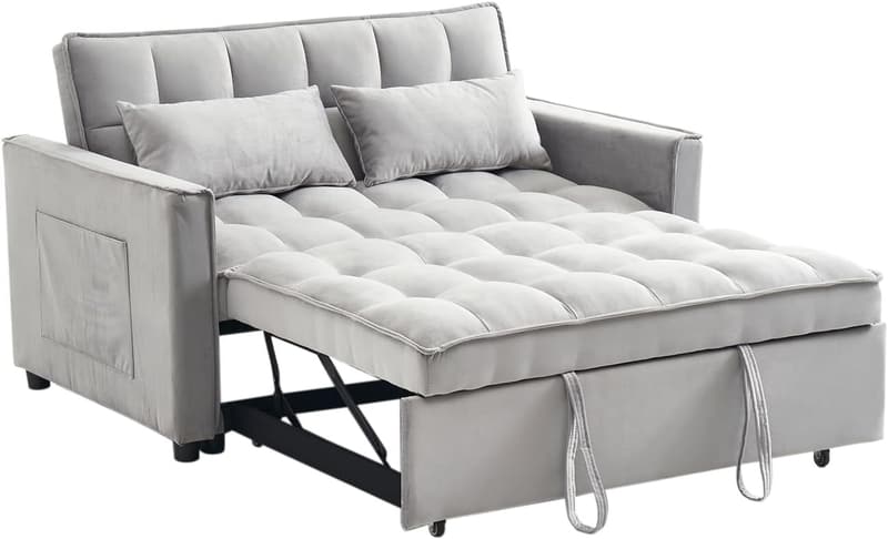Convertible Sofa Bed with Adjustable Backrest - Modern Grey
