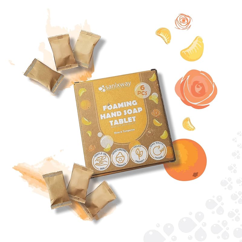 Rose Tangerine Hand Soap Refill Tablets - Zero Waste, 6 Pack