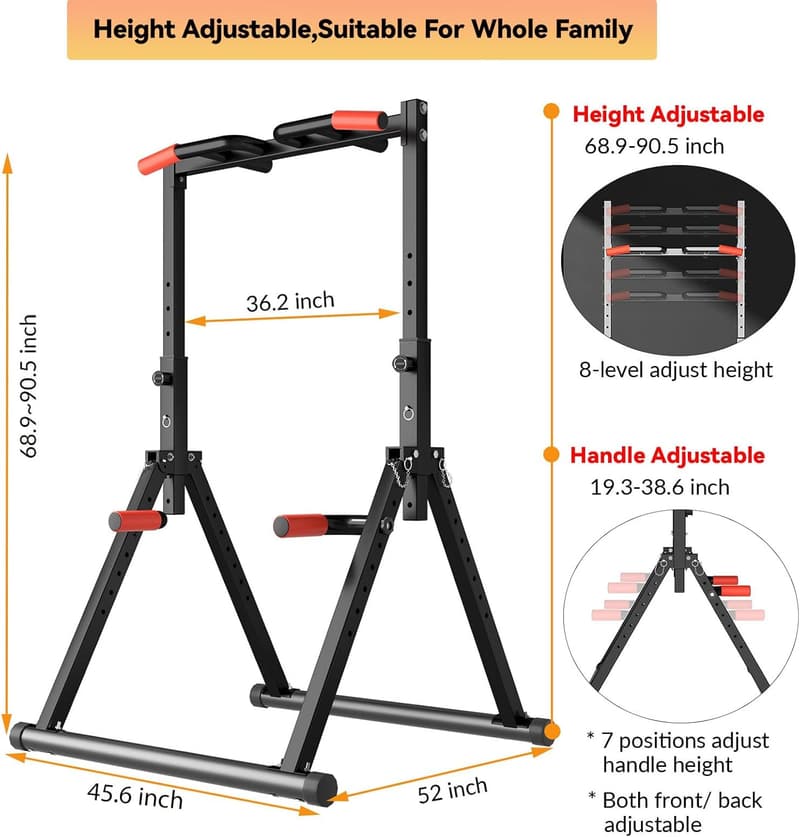 Adjustable Foldable Power Tower Pull-Up Bar for Home Gym