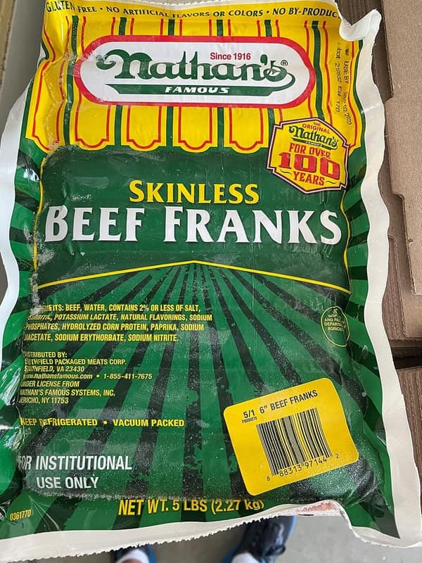 100% Beef Frankfurters, Gluten-Free (7/1, 5 lbs)