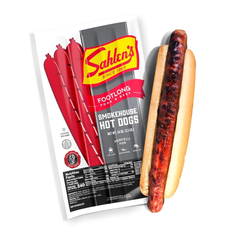 Fully Cooked Gluten-Free Footlong Hot Dogs - 4.5lbs