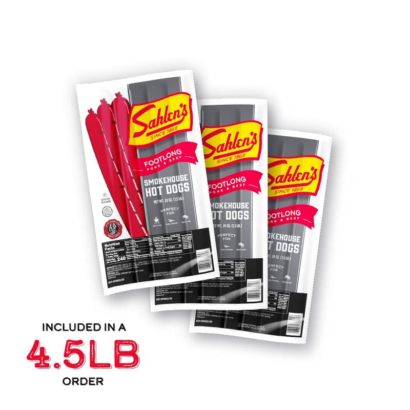 Fully Cooked Gluten-Free Footlong Hot Dogs - 4.5lbs