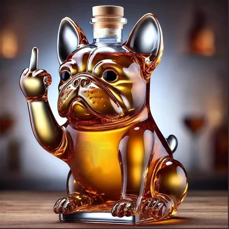 French Bulldog Whiskey Decanter with Middle Finger Design