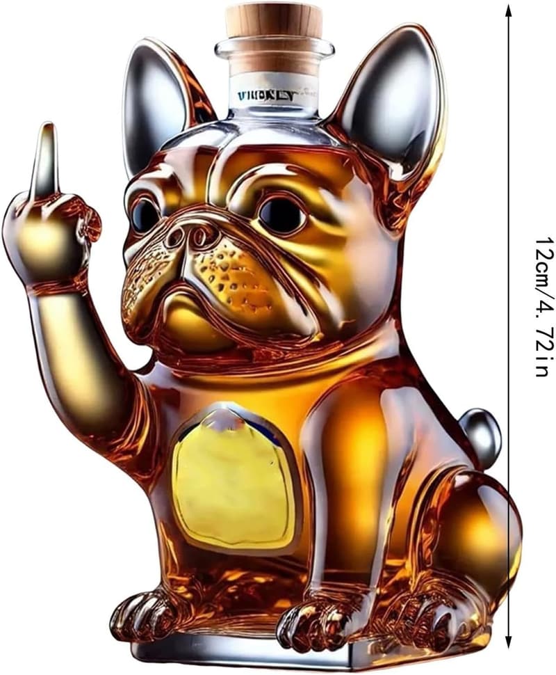 French Bulldog Whiskey Decanter with Middle Finger Design
