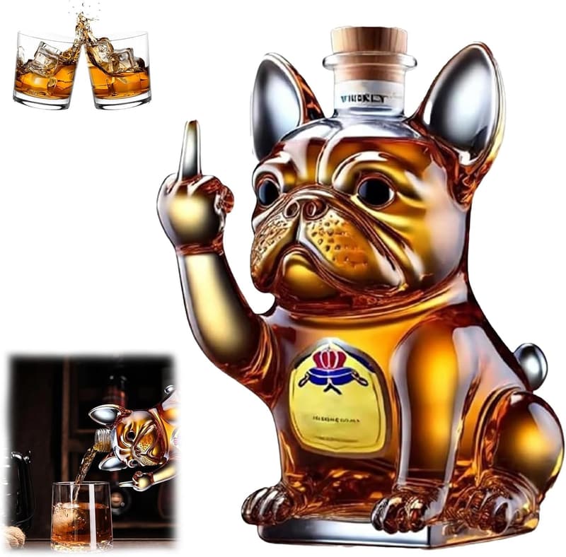 Unique French Bulldog Whiskey Decanter & Liquor Bottle Holder