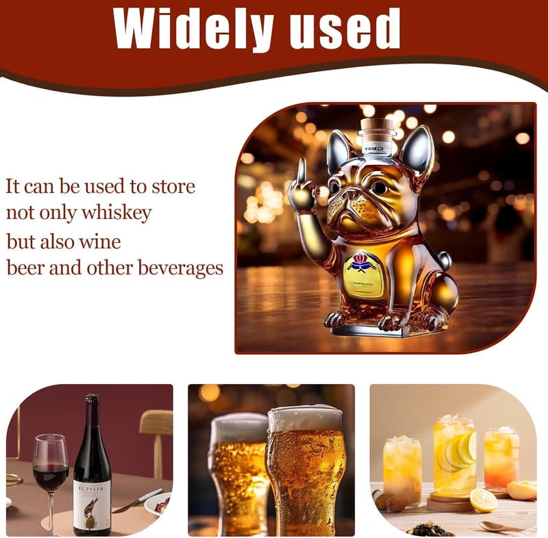 Unique French Bulldog Whiskey Decanter & Liquor Bottle Holder