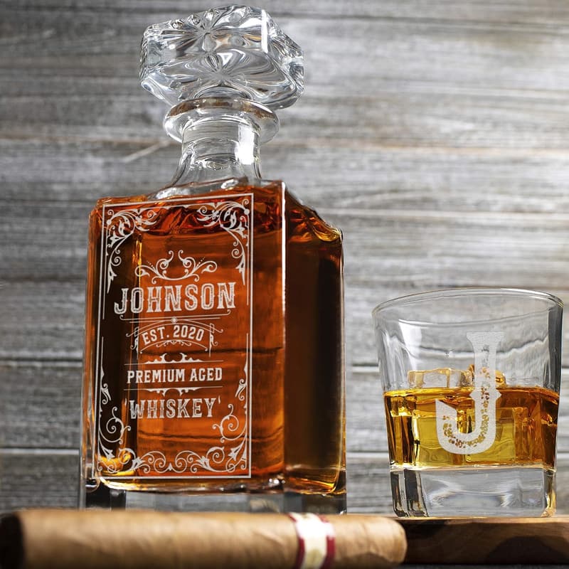 Custom 5-Piece Whiskey Decanter Set - 25 oz, Housewarming Gift