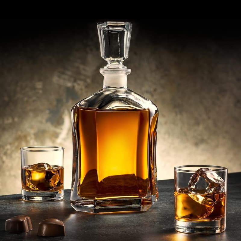 Airtight Glass Decanter with Geometric Stopper - 23.75 oz