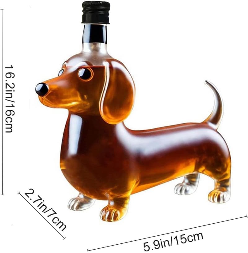 Dachshund Whiskey Decanter - Glass Dog Statue for Home Bar