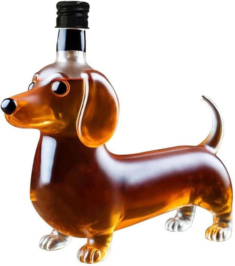 Dachshund Whiskey Decanter - Glass Dog Statue for Home Bar