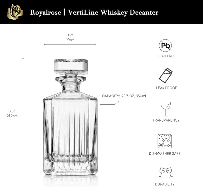 Whiskey Decanter Set - 850ml Premium Glassware for Him