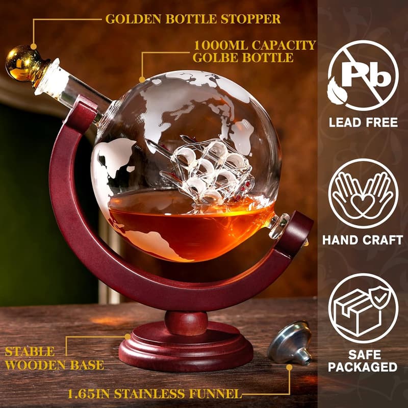 Whiskey Globe Decanter 1000ml - Perfect Gift for Men