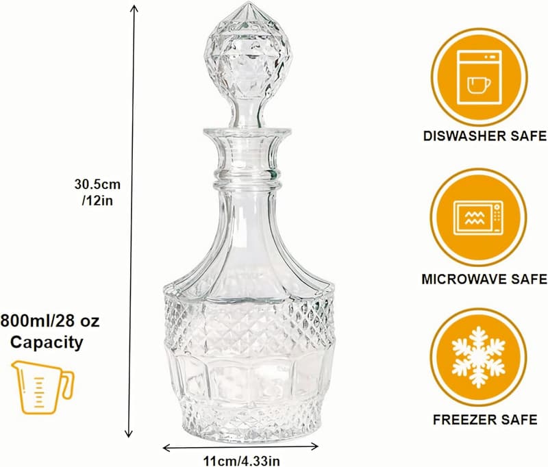 Lead-Free Crystal Whiskey Decanter with Airtight Stopper
