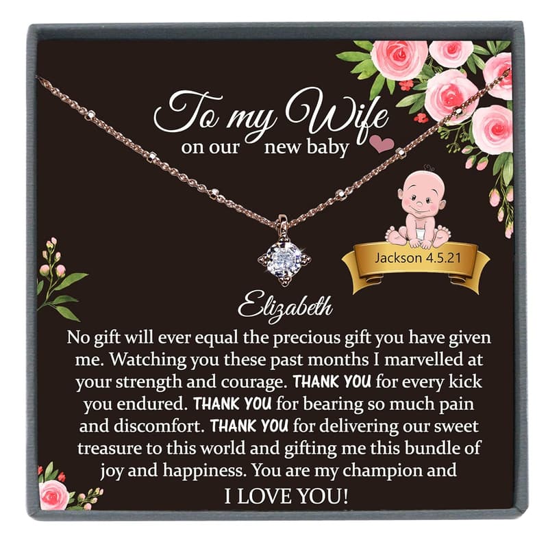 Push Present for New Mom - Personalized CZ Diamond Necklace