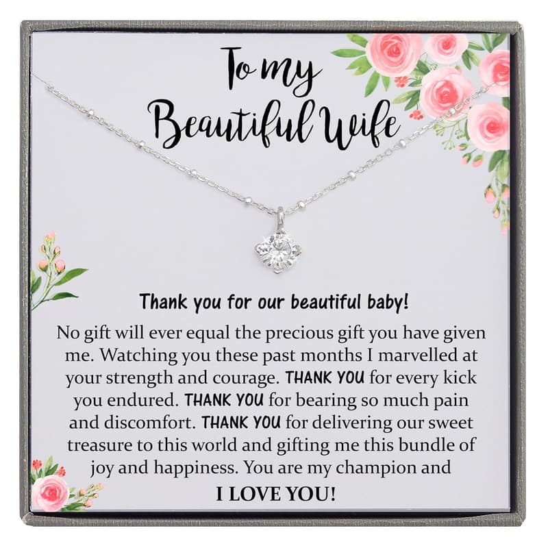 Push Present for New Moms - Sterling Silver CZ Diamond Necklace