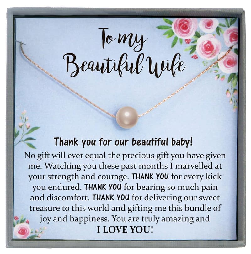 Push Present for New Mom - 14K Rose Gold Pearl Necklace