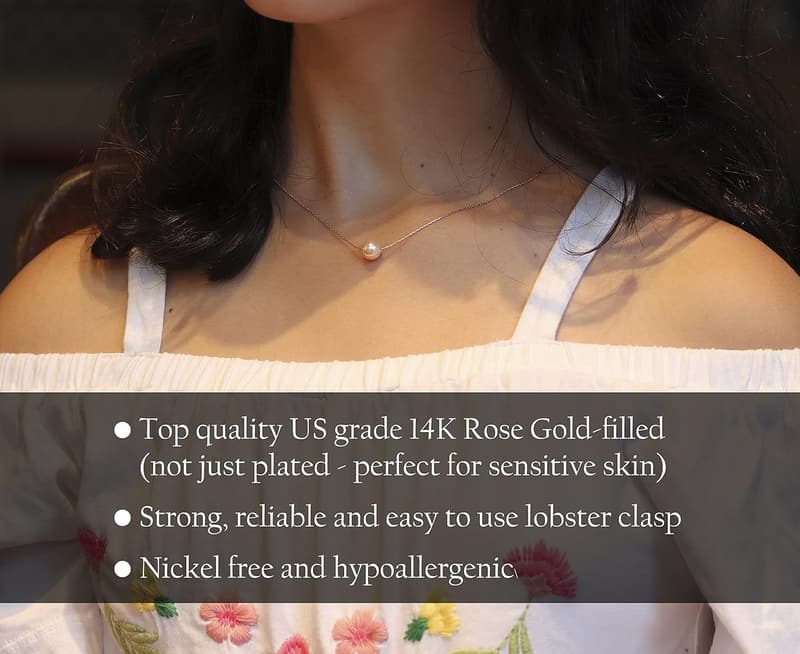 Push Present for New Mom - 14K Rose Gold Pearl Necklace