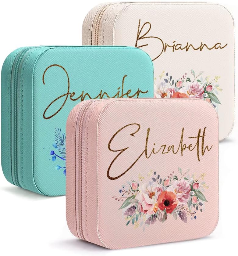 Personalized Leather Travel Jewelry Box for Bridesmaids
