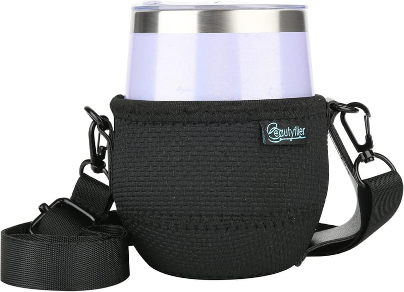 Wine Tasting Festival Stemless Wine Glass Insulator with Strap