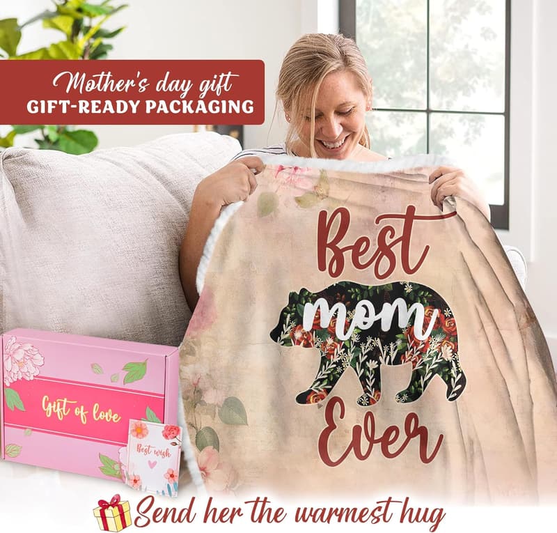 Mama Bear Wearable Blanket Hoodie - Birthday Gift for Mom