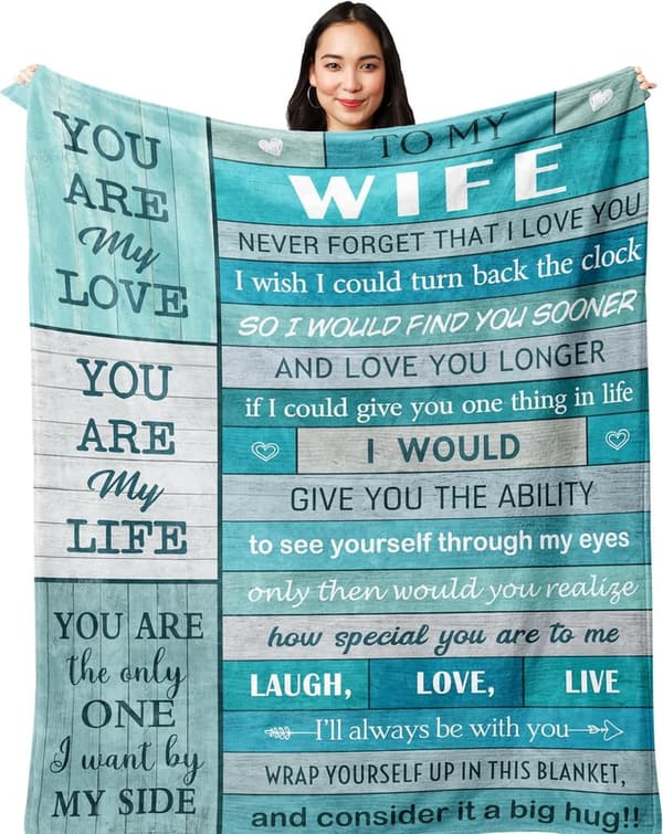 Wife's Birthday & Anniversary Blanket, 60x50in Gift