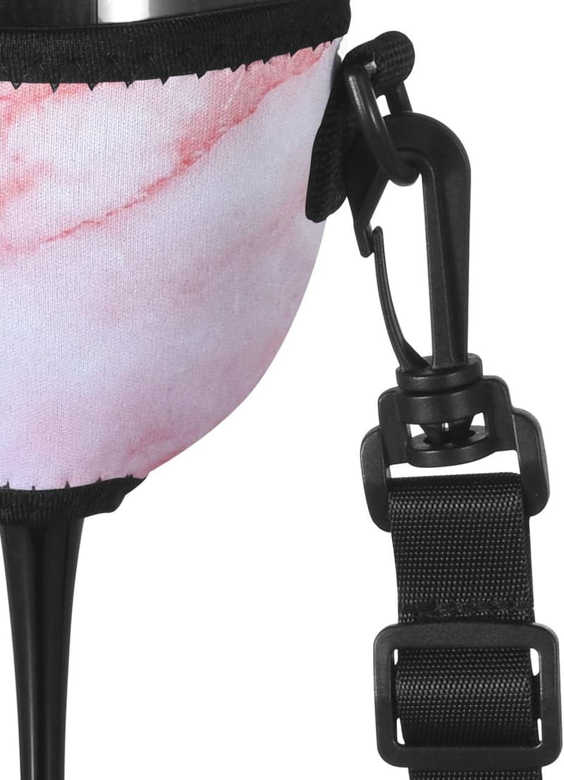 Wine Glass Insulator with Adjustable Neck Strap - Marble Sleeve