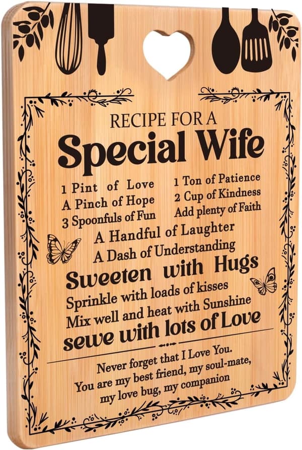 Birthday Gifts for Wife - Engraved Bamboo Cutting Board