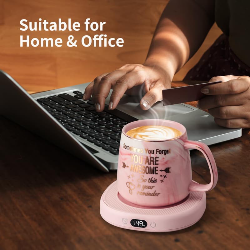 Birthday Gift Set: Electric Coffee Mug Warmer with Awesome Mug