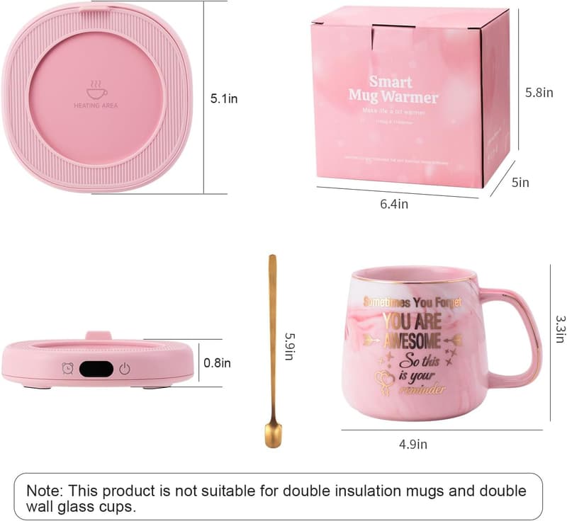 Birthday Gift Set: Electric Coffee Mug Warmer with Awesome Mug