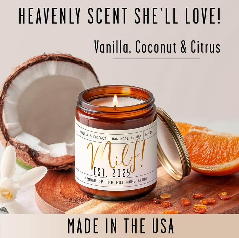 'Est. 2025' Candle with Coconut & Vanilla Oils for New Moms