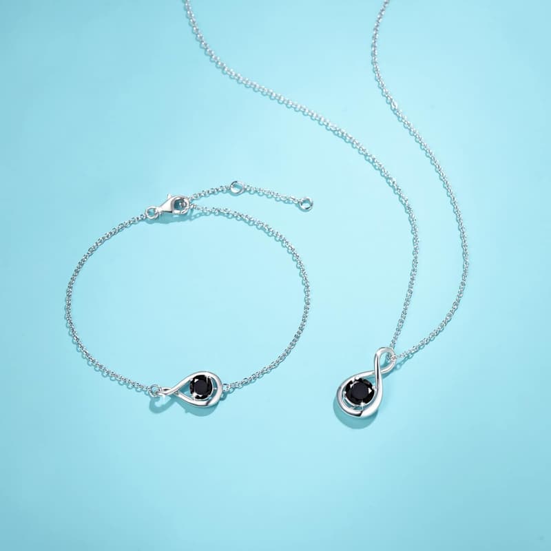 Women's Sterling Silver Birthstone Infinity Necklace - Anniversary Gift