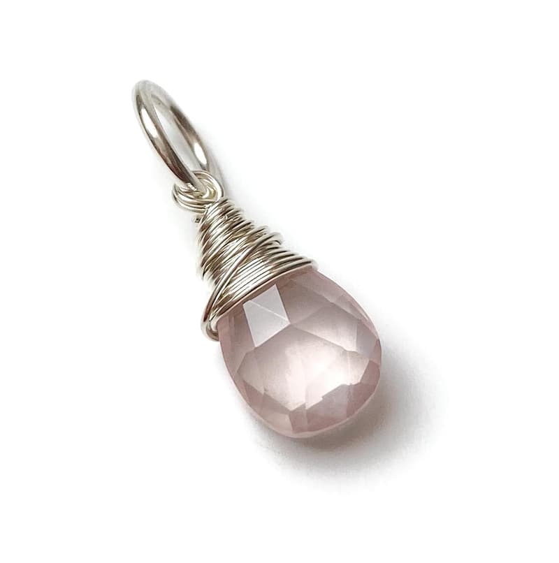 October Birthstone Pendant - Pink Rose Quartz in Sterling Silver