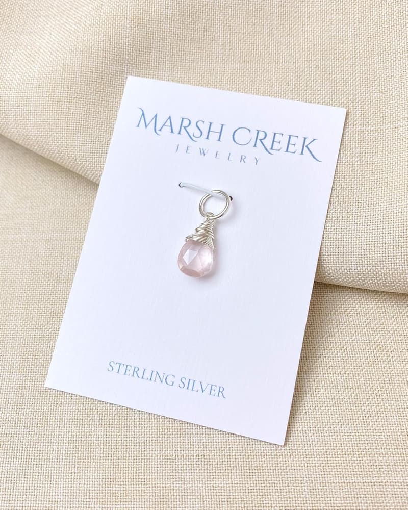 October Birthstone Pendant - Pink Rose Quartz in Sterling Silver