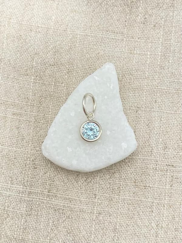 Aquamarine Charm for Bracelet/Necklace - Sterling Silver