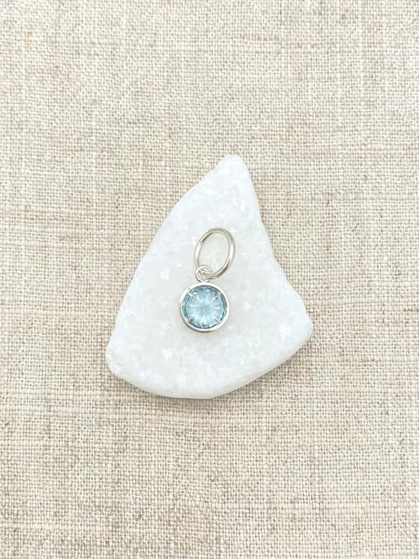Aquamarine Charm for Bracelet/Necklace - Sterling Silver