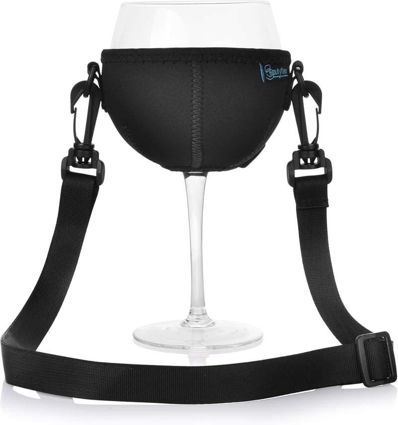 Adjustable Burgundy Wine Glass Lanyard with Neck Strap