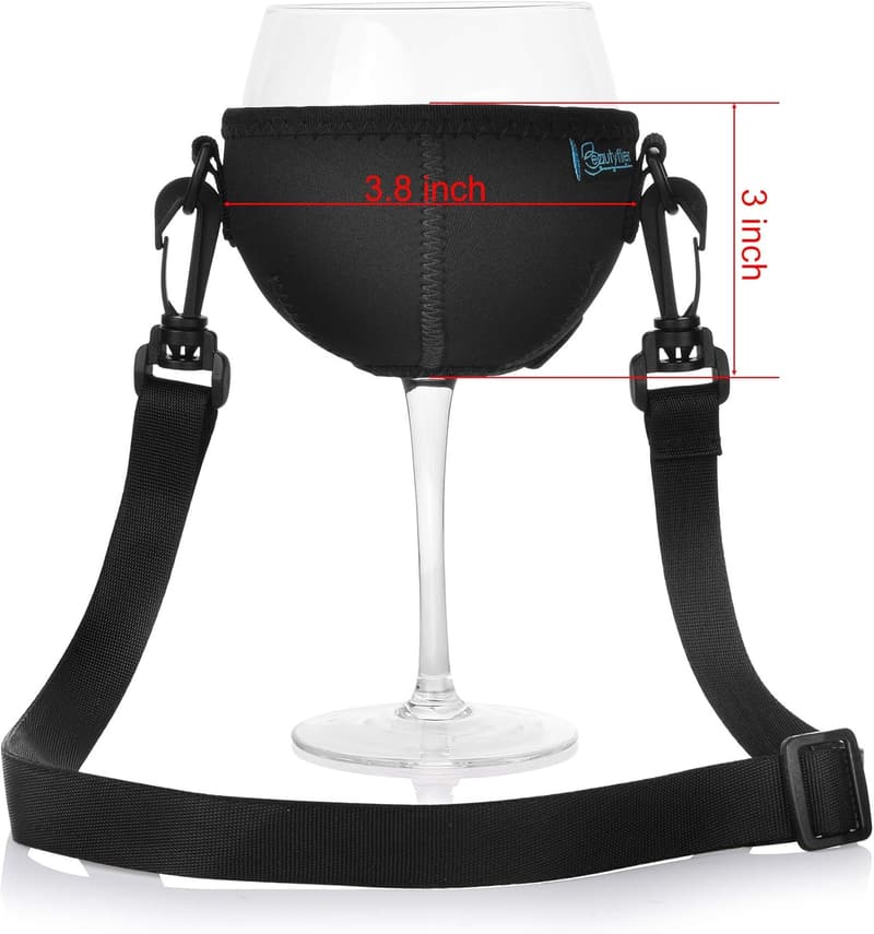 Adjustable Burgundy Wine Glass Lanyard with Neck Strap