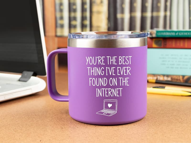 Wife Birthday Gift: 14 oz Purple Handle Mug