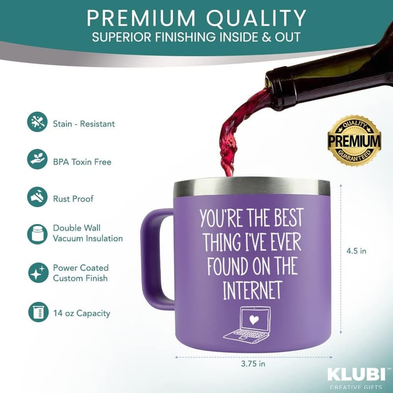 Wife Birthday Gift: 14 oz Purple Handle Mug