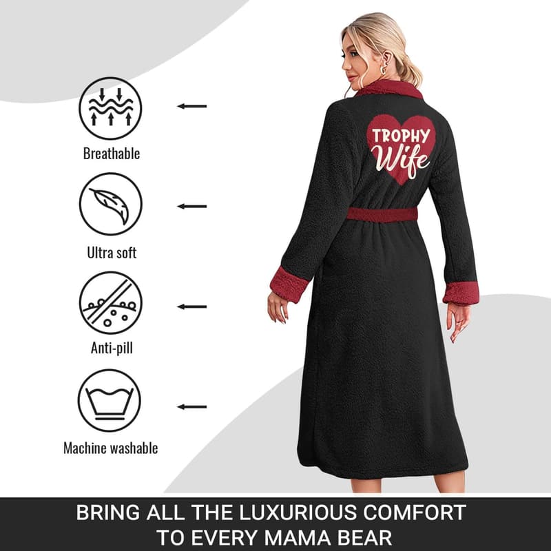 Birthday Gift Fleece Robe for Wife - Cozy Trohy Wife Design