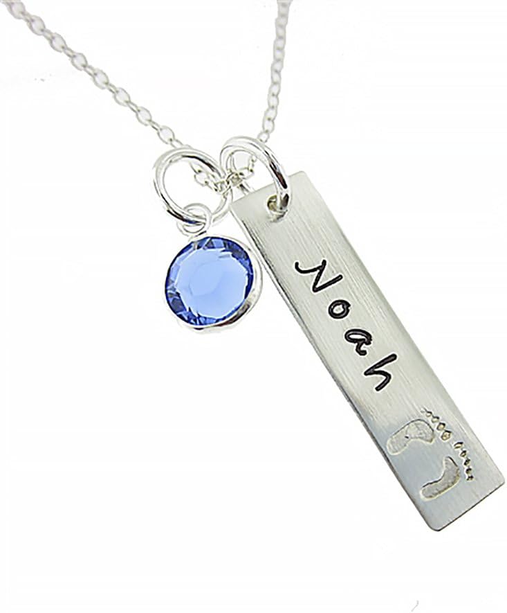 Personalized Sterling Silver Name Necklace with Birthstone for New Moms