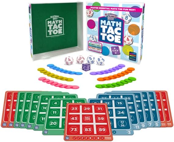 Math-Tac-Toe Game with Skill Levels for Ages 8+