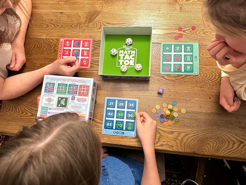 Math-Tac-Toe Game with Skill Levels for Ages 8+