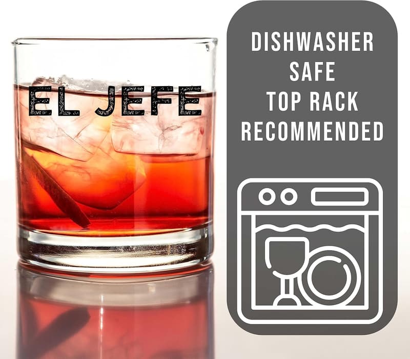El Jefe Printed 11oz Whiskey Glass - Boss Day Gift for Him